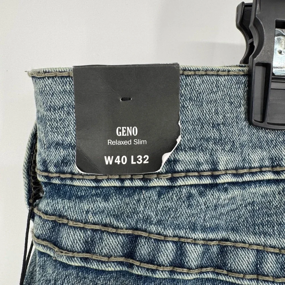 True Religion Geno Big‎ T Flap Slim Jeans Mens Size 40 Medium Melting Wash